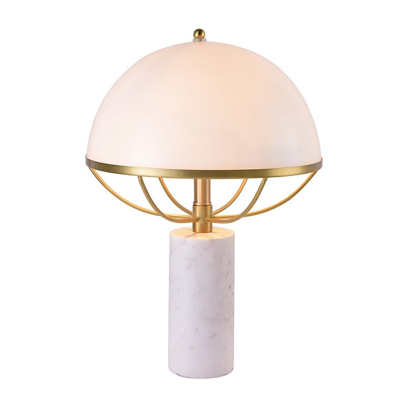 Gold Hemisphere Task Lamp Modernism 1 Head Opal Glass Table Light with Marble Base