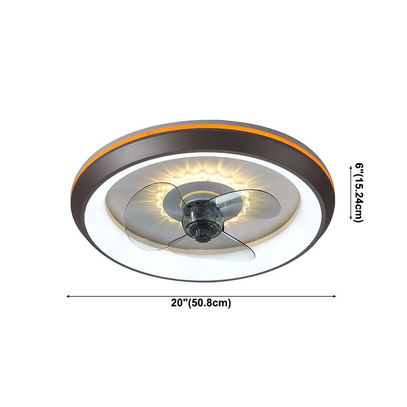 Modern Concise LED Ceiling Fan Light Lacquered Iron Circular Ceiling Fans with Acrylic Shade