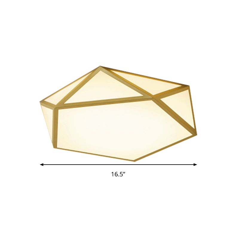 16.5 "/20.5" Breite Gold Pentagon Deckenleuchte Nordic LED Acryl Flush Mount Lampe für Schlafzimmer