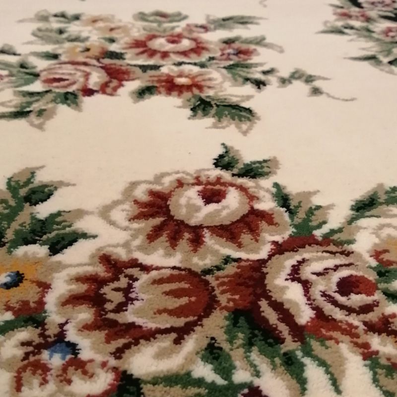 Victorian Flower Printed Rug Polyester Area Rug Non-Slip Backing Indoor Carpet for Living Room