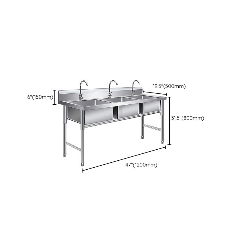 Basic Kitchen Sink Rectangular Workstation Sink with Faucets