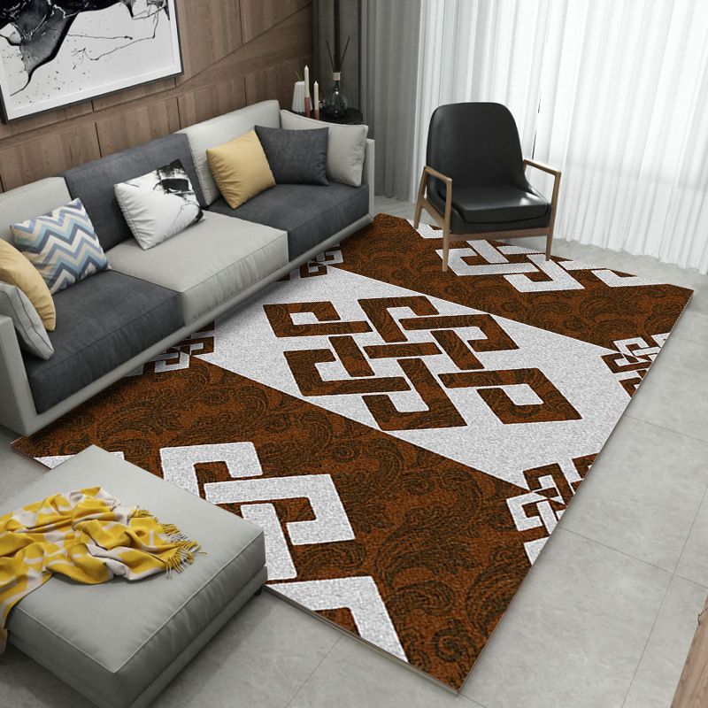 Oriental Blossom Area Rug Multi Colored Polyester Carpet Stain Resistant Non-Slip Machine Washable Rug for Living Room