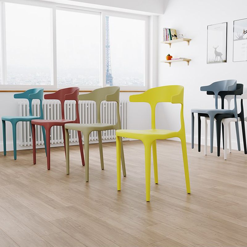 Contemporary Plastic Arm Chair Kitchen Dining Room Open Back Chair