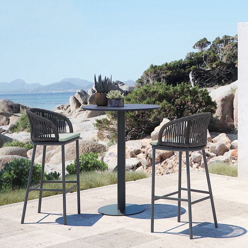 Industrial Round Bar Table Set 1/2/3 Pieces Metal Bar Table Set for Outdoor