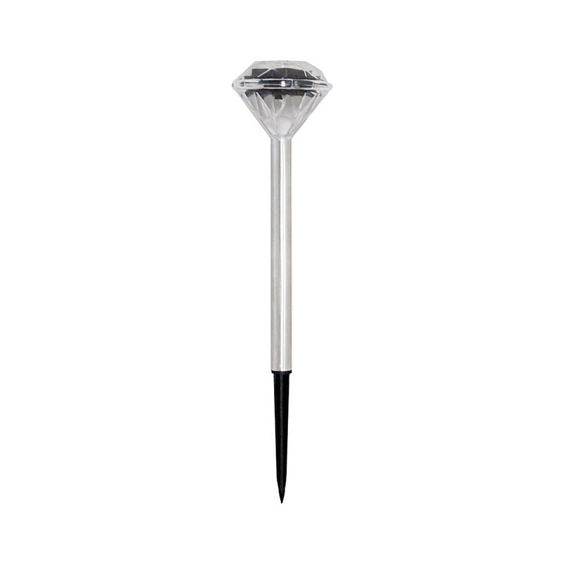 Diamond Shaped LED Lawn Lighting Artistic Plastic Pathway Solar Stake Light in Clear