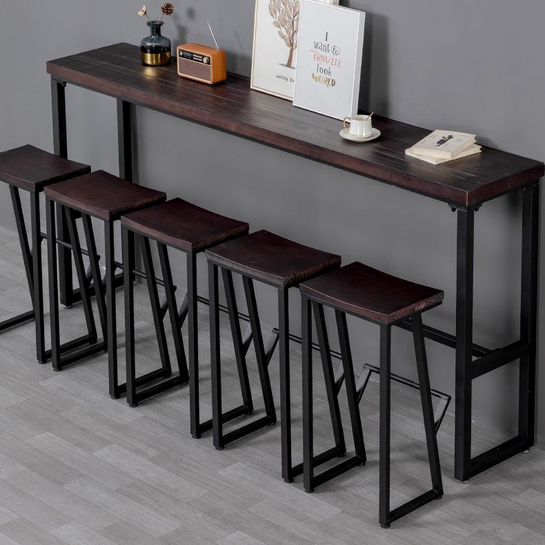 Brown Modern Style Bar Table Solid Wood and Iron Balcony Casual Bar Table