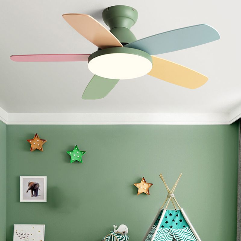 Nordic 5-Blade Ceiling Fan Lighting with Metal for Child's Room