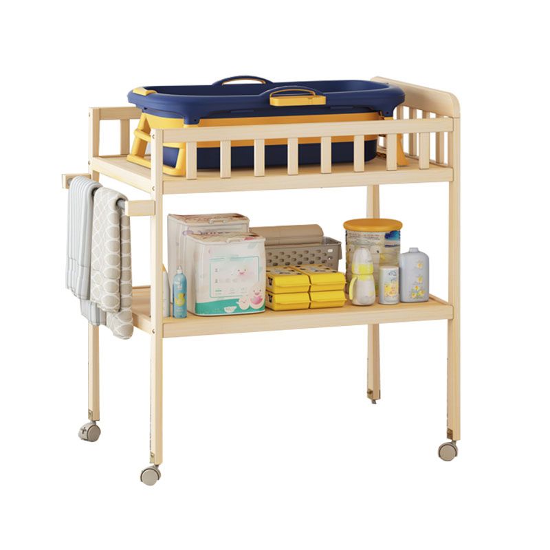 Solid Wood Flat Top Changing Table with Storage Shelf 2-in-1 Baby Changing Table