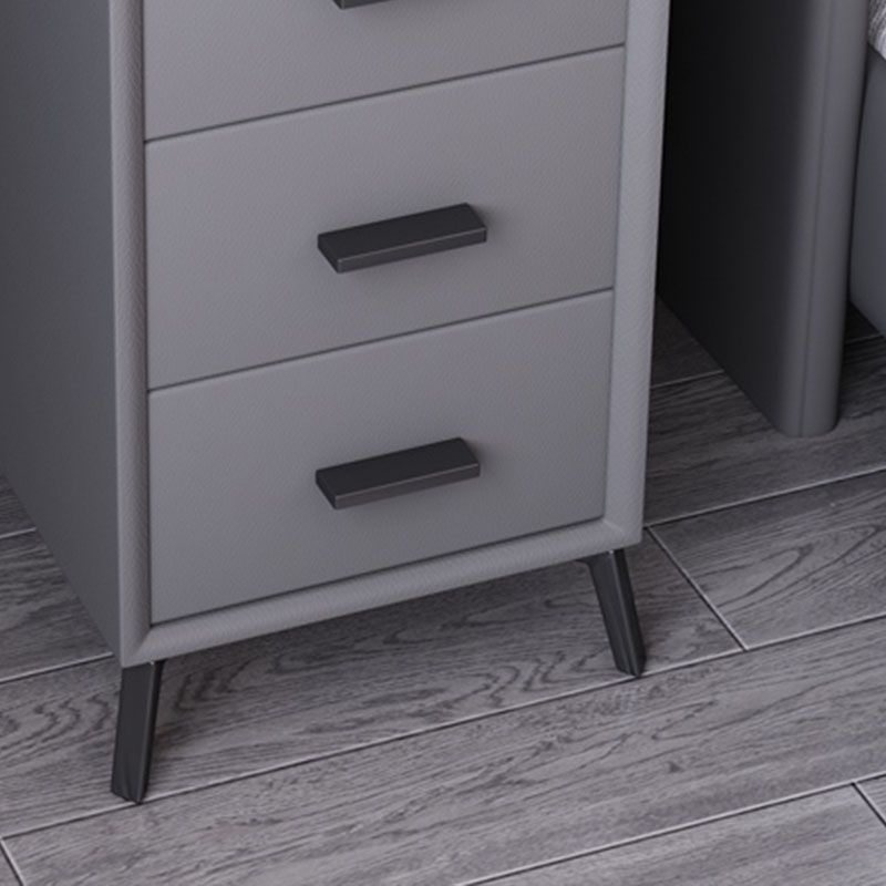 Modern Stone Top Night Table 3 - Drawer Nightstand with Black Legs