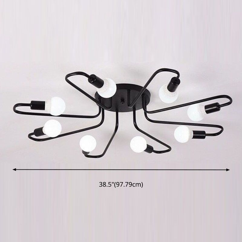 Metal Ceiling Light Industrial Black Semi Flush Mount Ceiling Fixture for Sitting Room