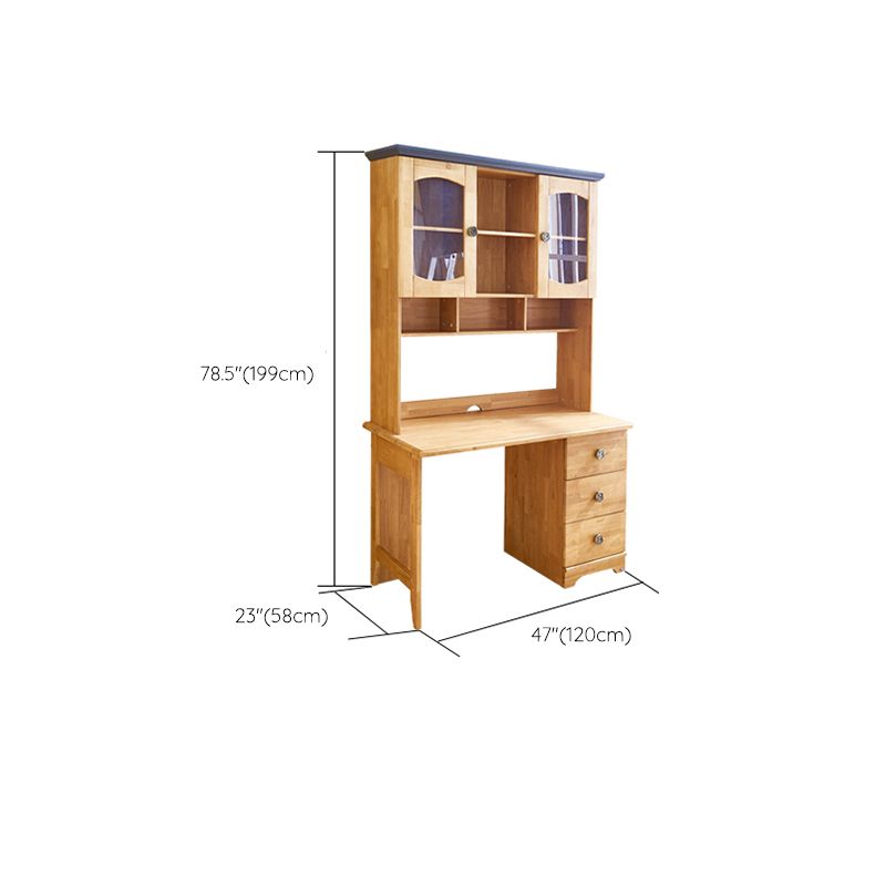 Natural Desk and Chair Set 47.24" W Kids Writing Desk with Hutch