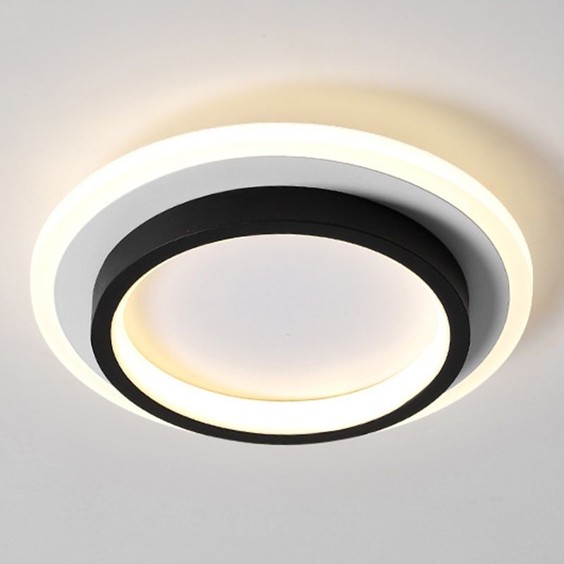 LED Modern Flush Mount Geometric Shape Metal Ceiling Light with Acrylic Shade for Bedroom