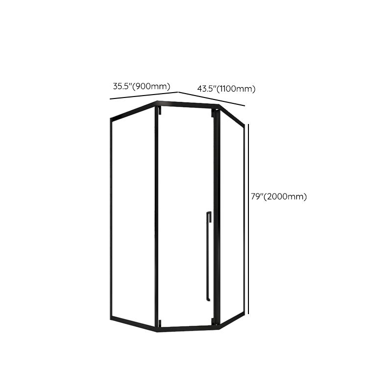 Satin Black Frame Shower Bath Door Transparent Tempered Shower Door