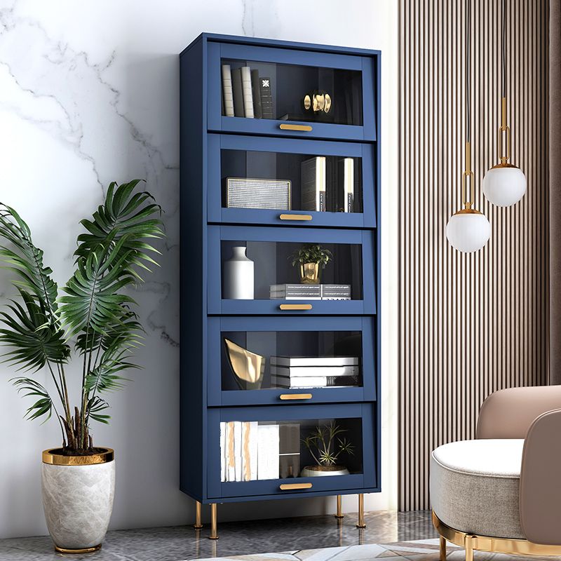 Glam Glass Doors Buffet Stand MDF Buffet Server Cabinet with Storage in Blue