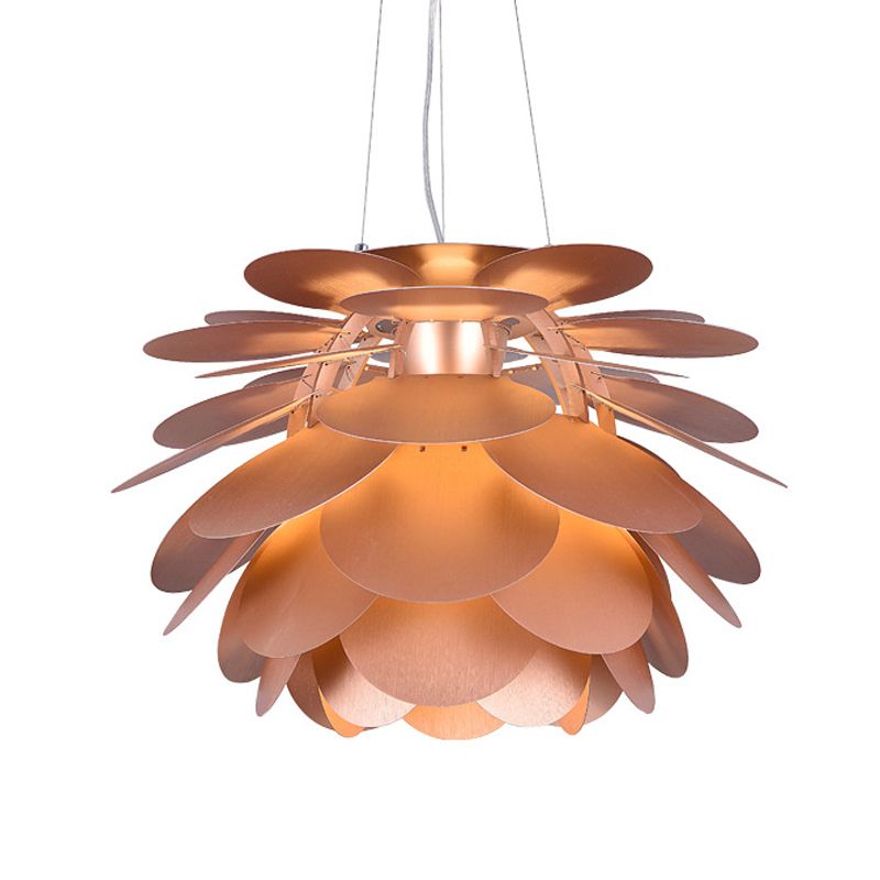 Pinecone Metal Hanging Pendant Contemporary 1 Light Copper Finish Ceiling Suspension Lamp for Restaurant