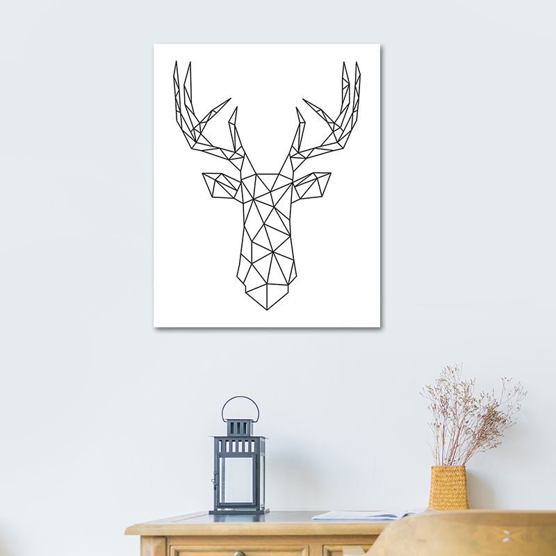 Scandinavian Style Reindeer Print Canvas White Kitchen Backsplash Wall Art Decor