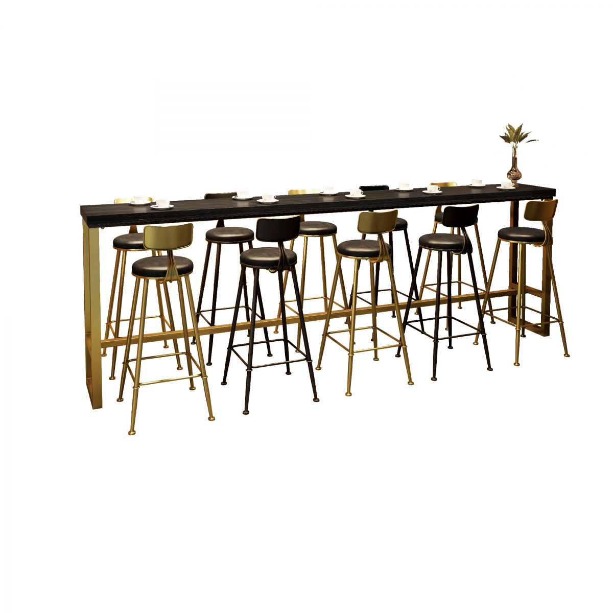 Brown Glam Style Bar Table in Iron and Wood Bar Indoor Bar Counter , Only Table