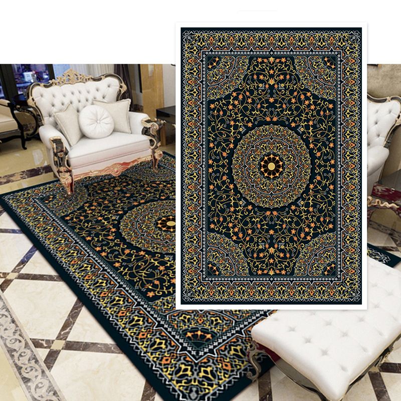 Aesthetic Shabby Chic Area Rug Traditional Floral Printed Rectangle Carpet Polyester Non-Slip Backing Rug for Home Decor