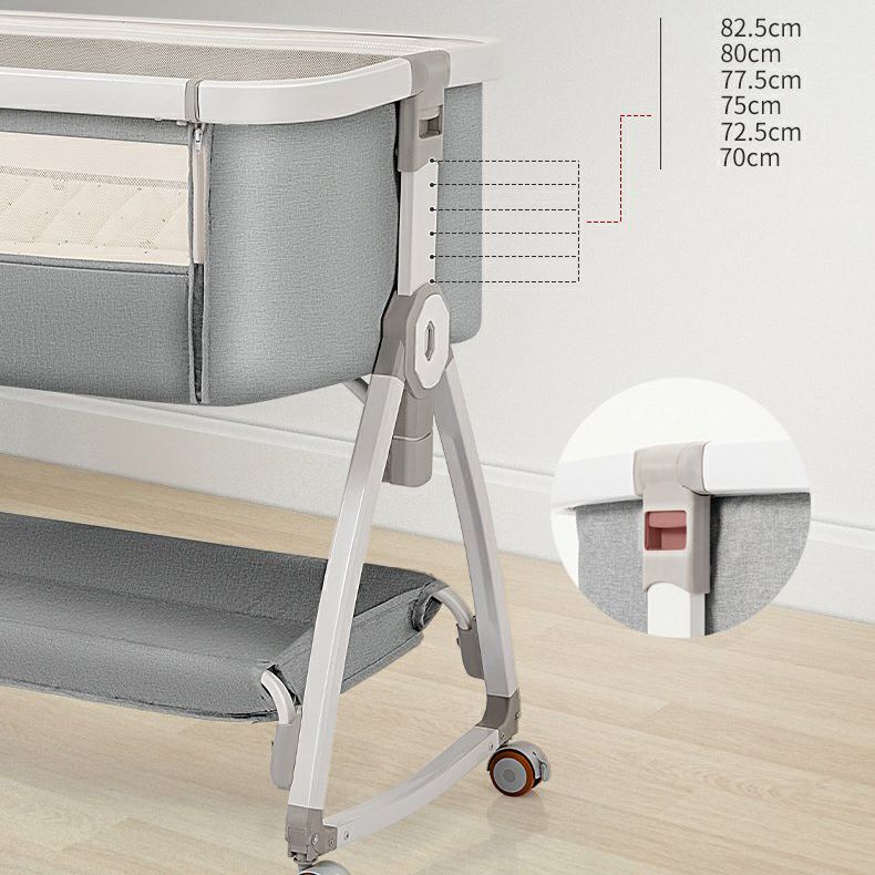 Metal Rectangle Folding Bedside Crib Gliding and Rocking Crib Cradle for Baby