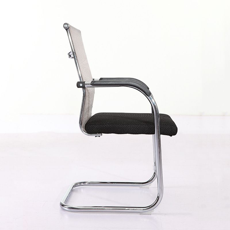 Modern Black and Beige Metal Desk Chair with Mid Back Home Office Chair