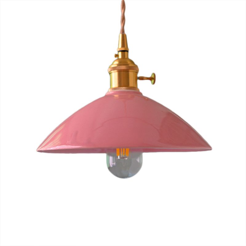 Koepelschaduw IJzeren Pendant Lichte armatuur Vintage Restaurant Restaurant Hangend plafondlicht in Wit/roze/Blauw