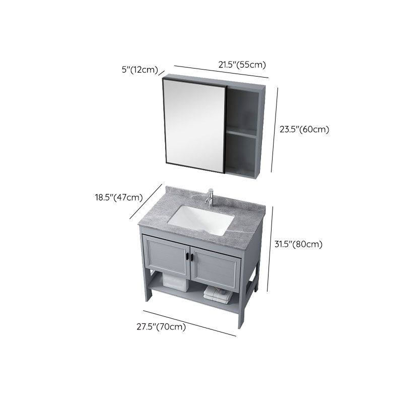 Grey Freestanding Vanity Metal Frame Glam Single Sink Shelving Included Vanity