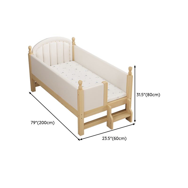 Wood Frame Nursery Bed White Baby Crib with Guardrails and Mattress