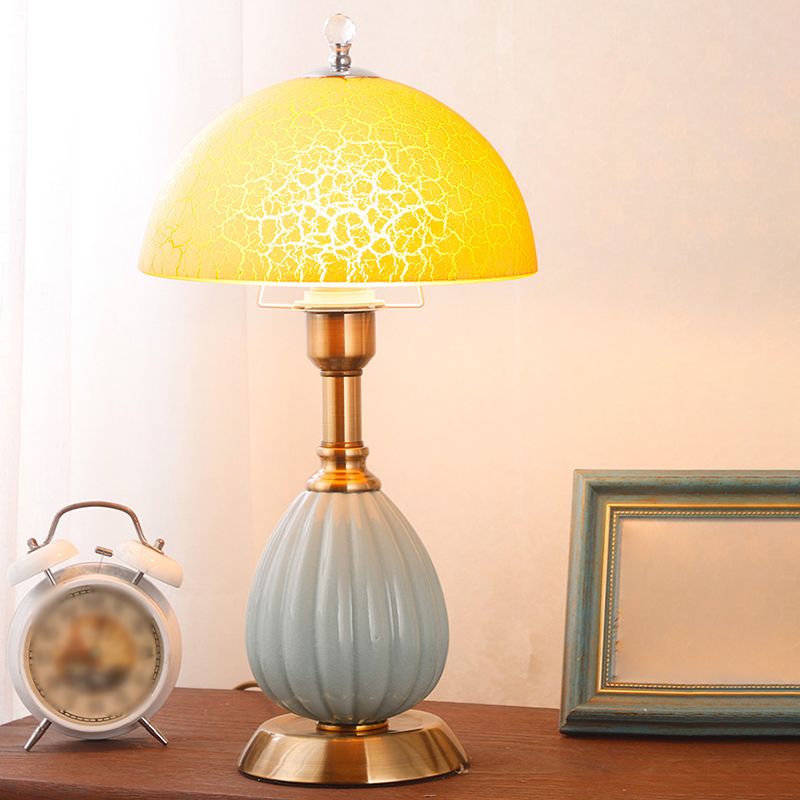 1-Light Bedroom Table Lamp Modern Style Glass Dome Shade Nightstand Light