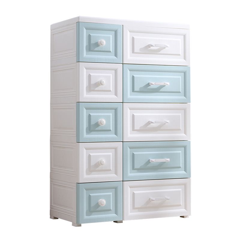 Scandinavian Kids Nightstand Plastic Nursery Dresser with 10 Drawers