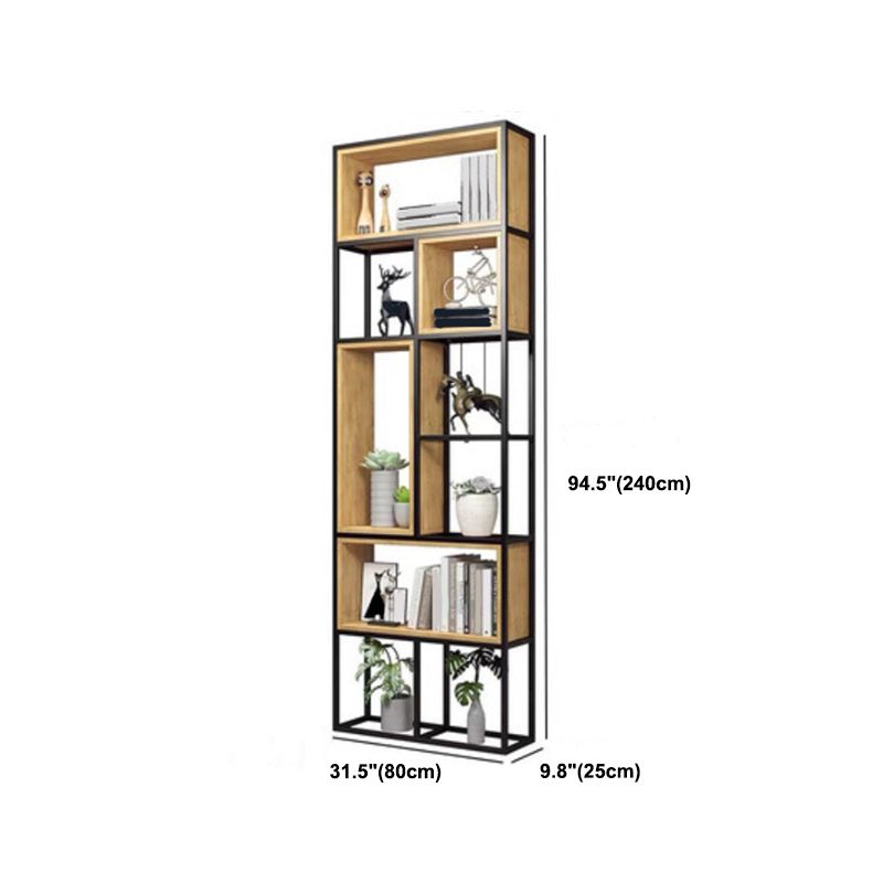 Contemporary Metal and Wooden Shelf Bookcase Open Bookcase for Office