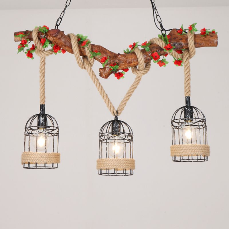 Industrial Creative Pendant Light Natural Hemp Rope Design Chandelier for Coffee Shop