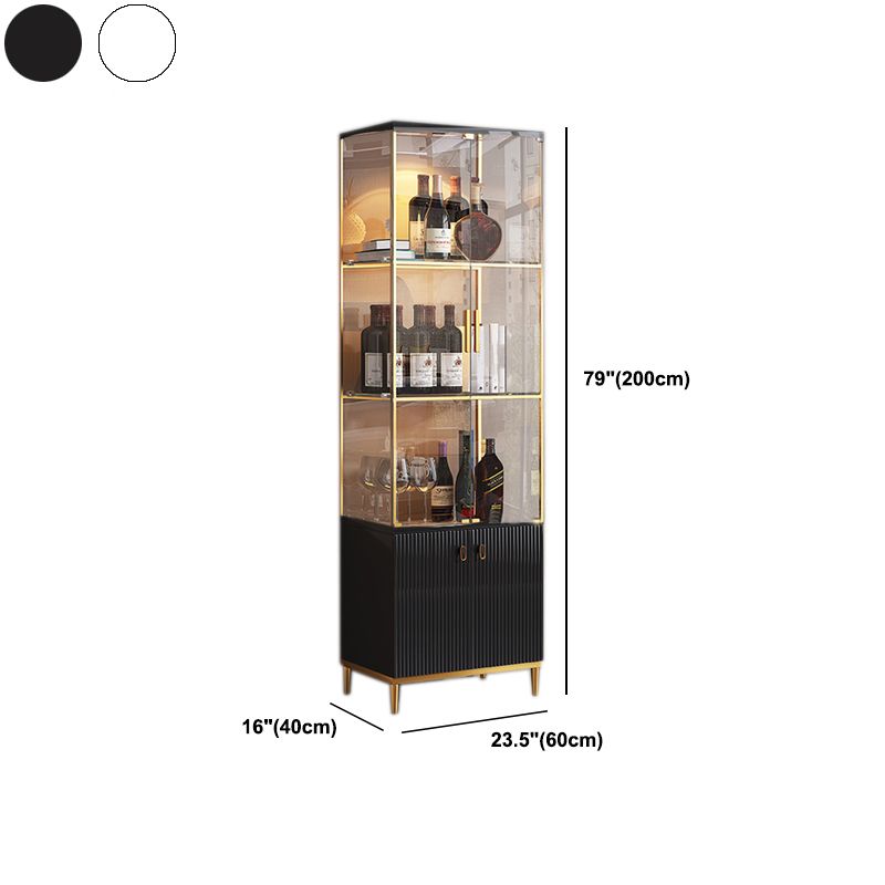 Luxury Stainless Steel Curio Cabinet  Black/ White Display Stand with Glass Doors