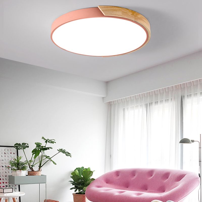 Lampada da soffitto a LED di forma rotonda Macaroon Moderna in ferro a 1 luce da incasso per studio