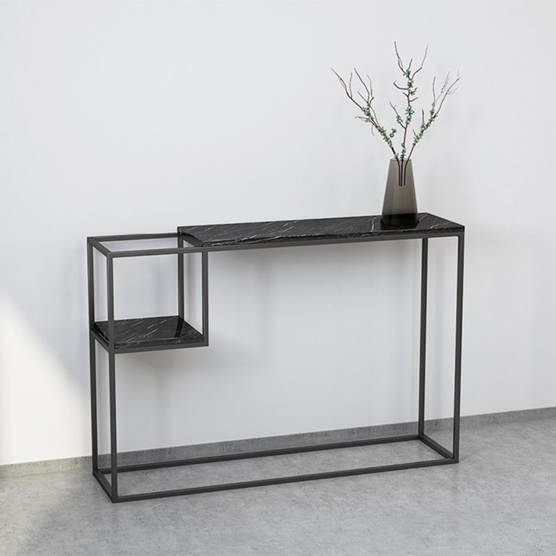 Stone Modern Console Table with Shelf,  31.49  inch Frame Console Table