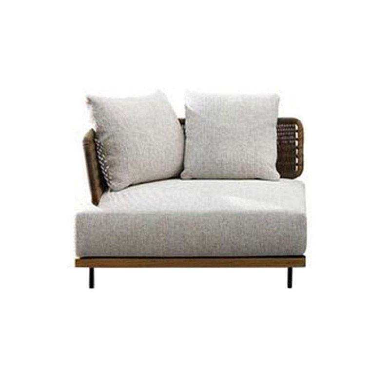 White Outdoor Patio Sofa Farmhouse Solid Wood Patio Sofa with Cushions