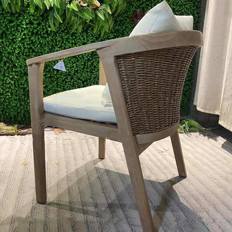 Modern Patio Dining Side Chair Wooden Outdoor Bistro Chairs with Arm