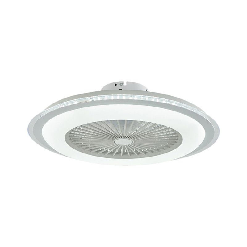 Circular Ceiling Fan Light Minimalist Metal 23.5" Wide White/Pink Finish LED Semi Flush Lamp