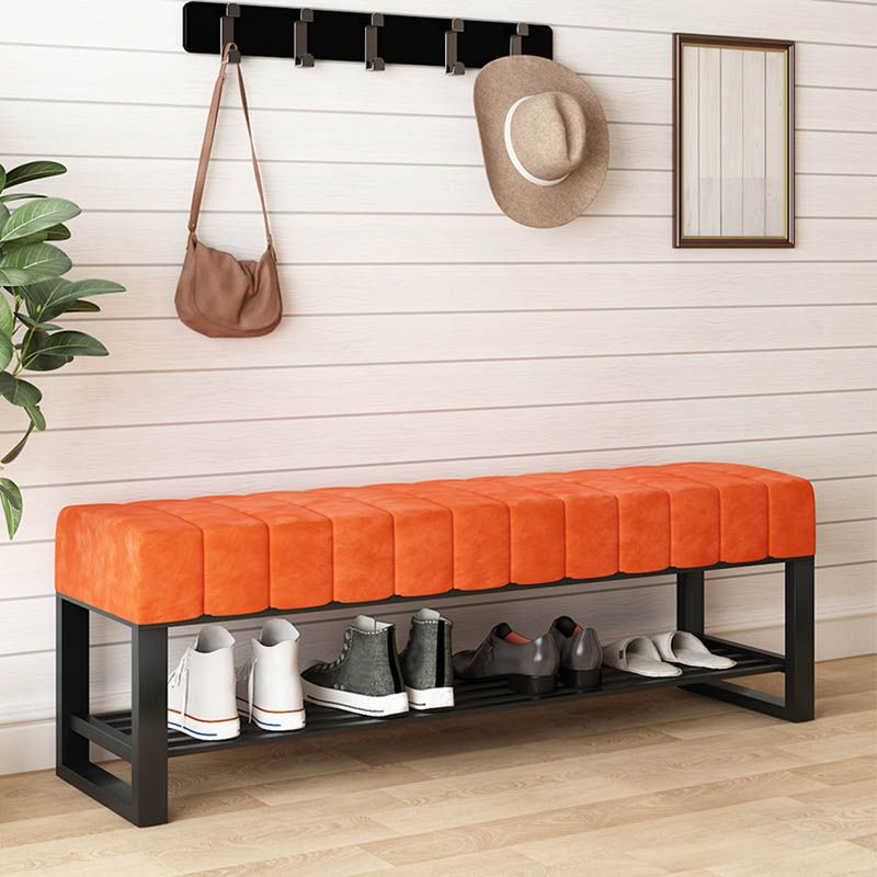 Metal Entryway Bench Modern Seating Bench with Shoe Storage , 13.65-inch W