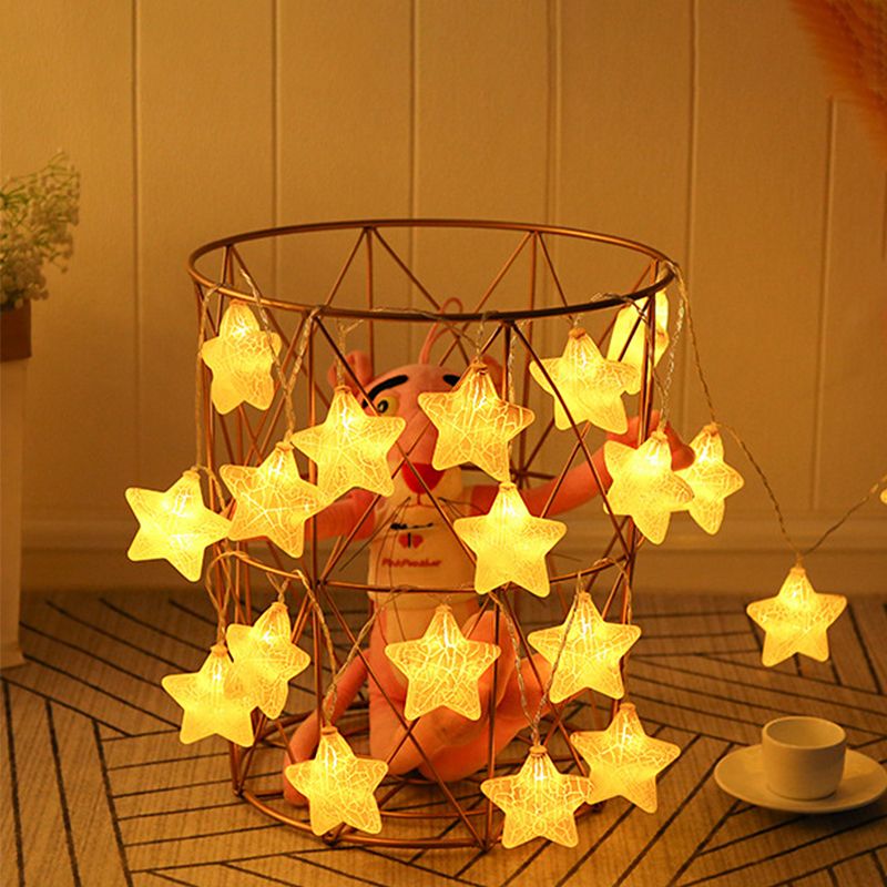 Pentagram LED String Light Modern Plastic 20/40 Heads Restaurant Christmas Lamp in Yellow/Blue-Pink-Yellow, 3/6 M