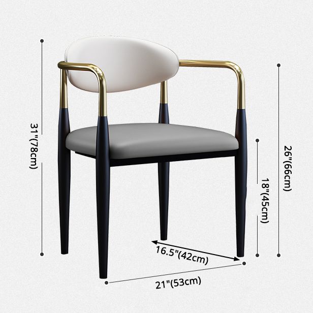 Scandinavian Style Open Back Dining Chair Black Finish Metal Upholstered Side Chair for Home Use