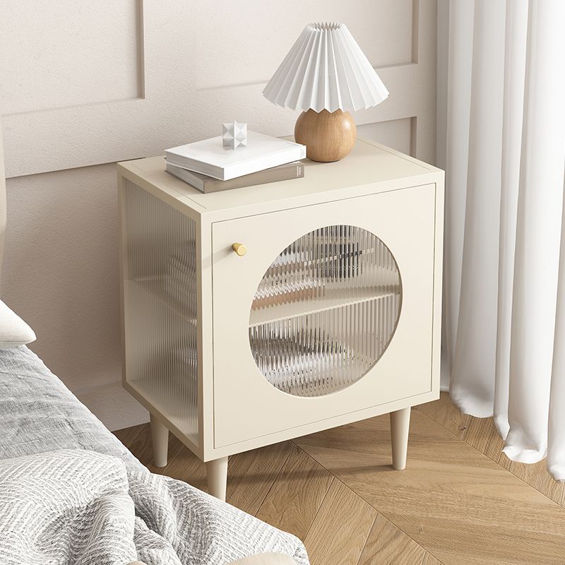 Flat Top Nightstand with 1 Door Metal Bedside Table for Nursery