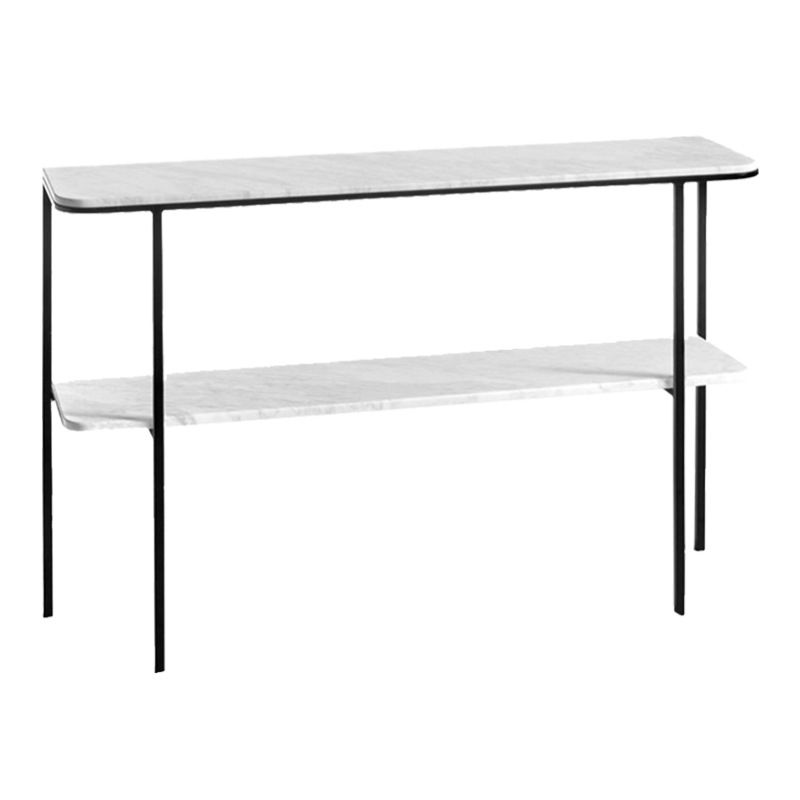 Modern Marble Console Table 12" W Rectangle 1-shelf Accent Table for Hall