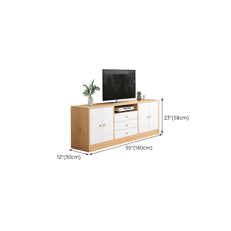 Contemporary TV Stand Engineered Wood Open Storage TV Media Console with Media Shelves