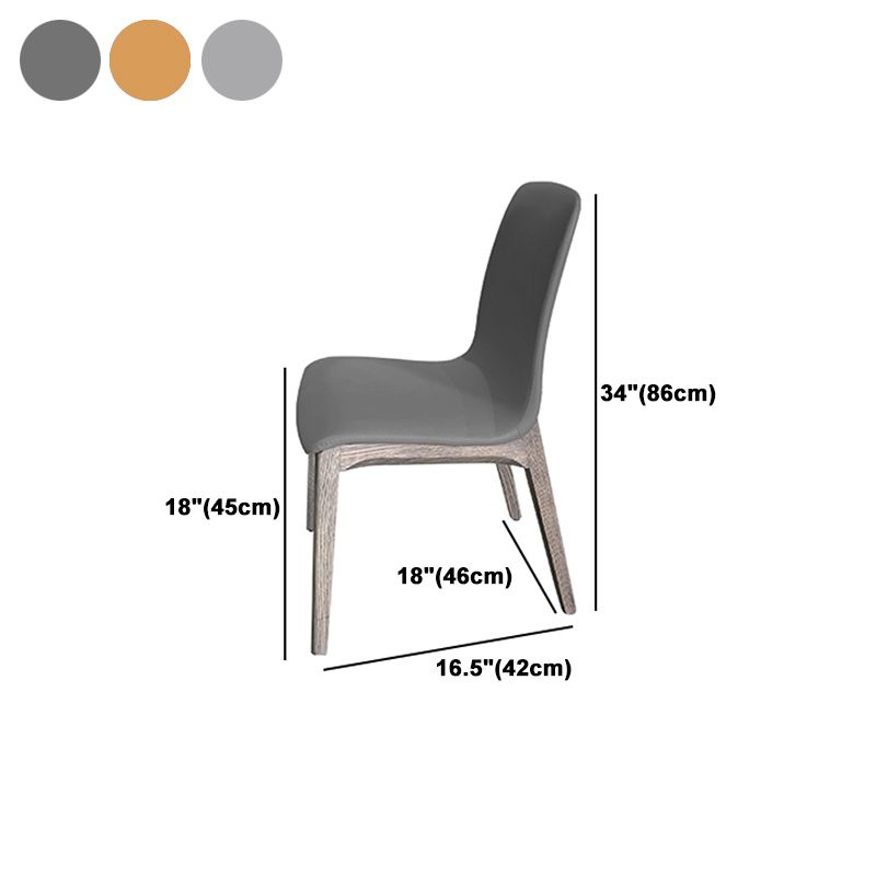 Contemporary Leather Dining Chair Armless Wood Dining Room Chair for Home Use