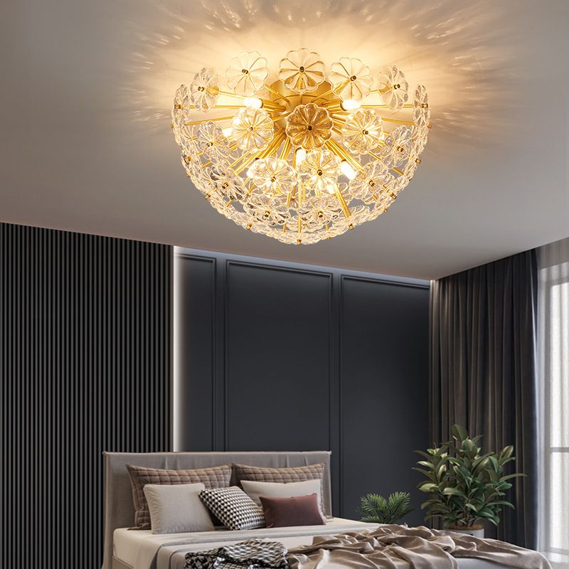 Sputnik Flower Modern Style Flush Mount Crystal Ceiling Light for Bedroom