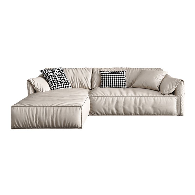 Pillow Top Arm Sectionals 31.5"High Tight Back Sofa with Chaise,White