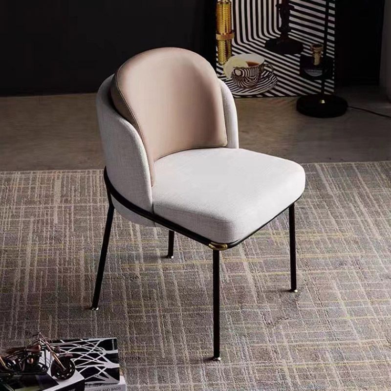 Contemporary Dining Fabric Side Chair Metal Dining Armless Chair