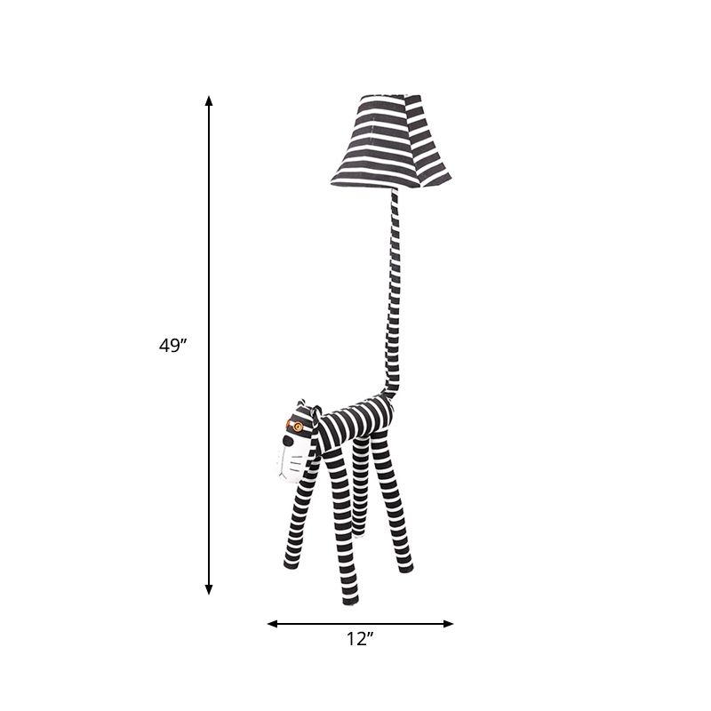 Creative Stripe Cat Floor Lamp with Shade Fabric Single Light Black Floor Light for Dining Room