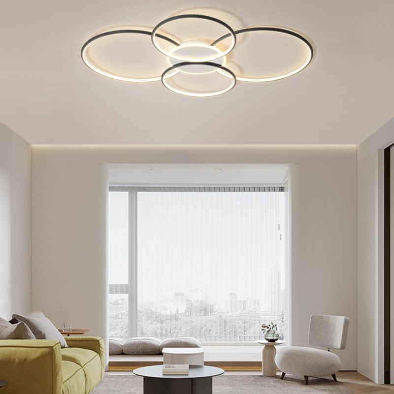 Black / White 5 - Light Flush Mount LED Ring Modern Ceiling Fixture