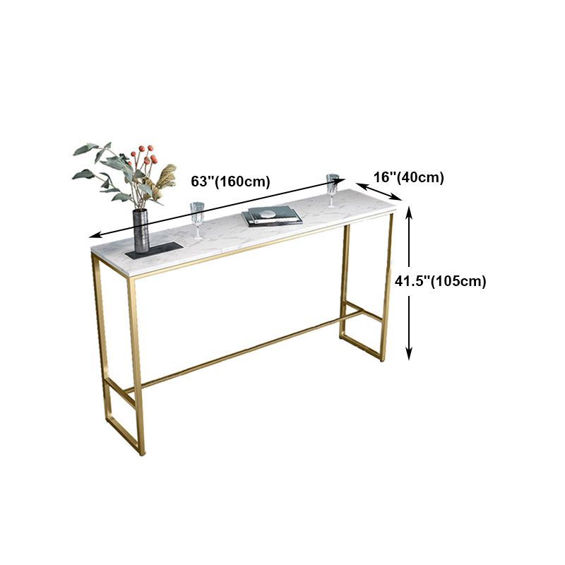 Rectangle Stone Bar Dining Table Traditional Luxury Bar Table with Trestle Base